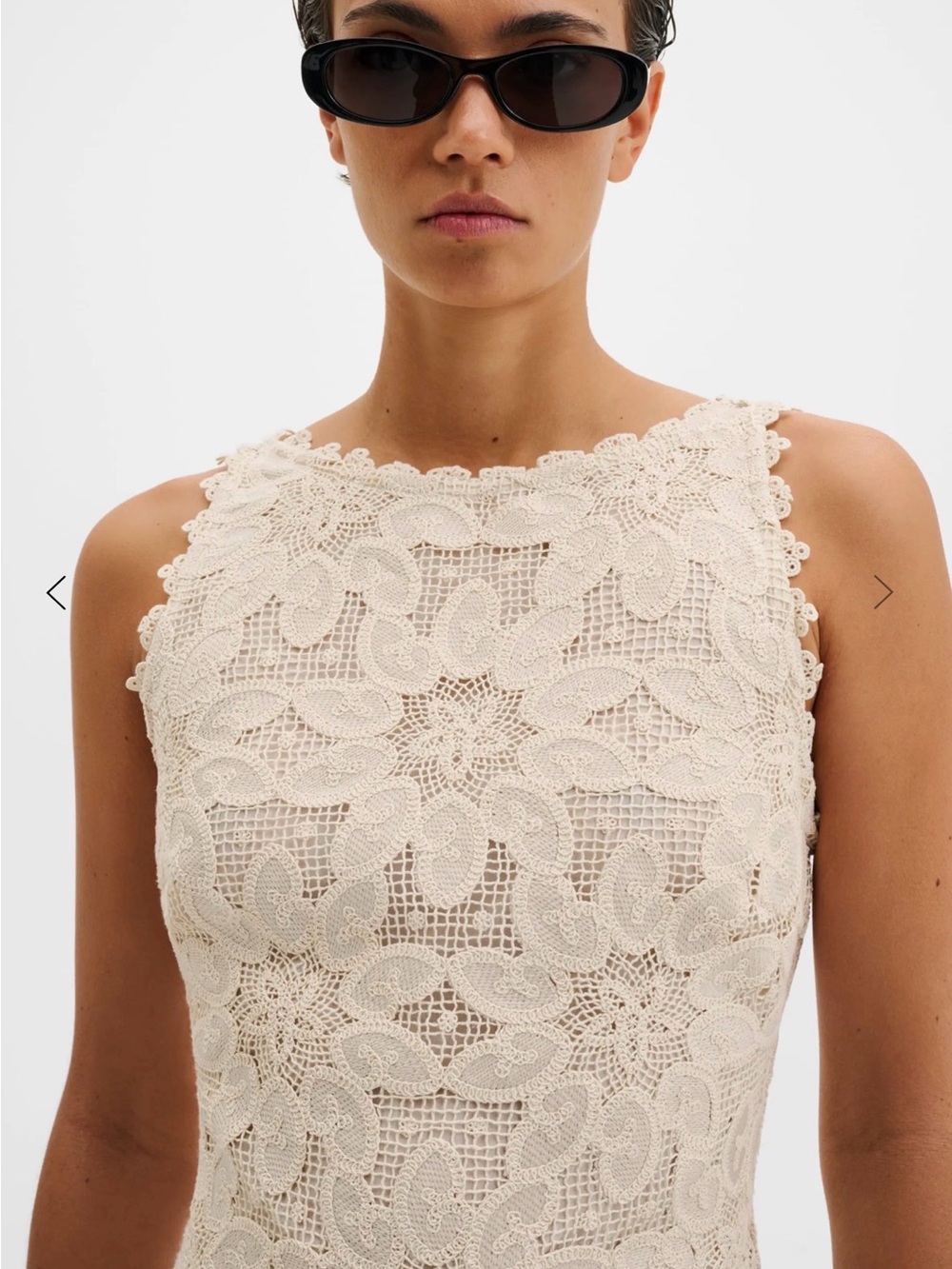 Sleeveless Crochet Lace Mini Dress in Cream - Picture 4 of 4